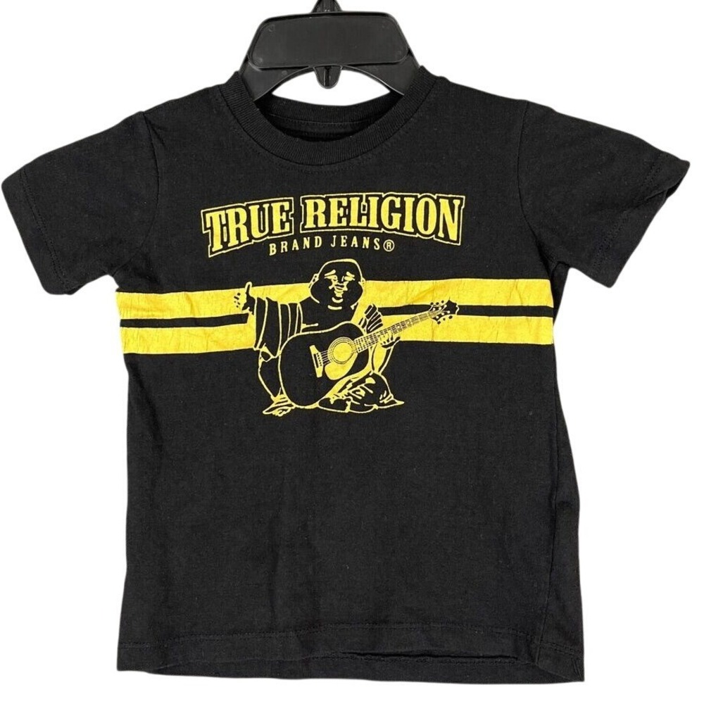 True Religion Shirt 5 Boys Youth‎ Casual Short-sleeve Tee Cotton Blend Black
